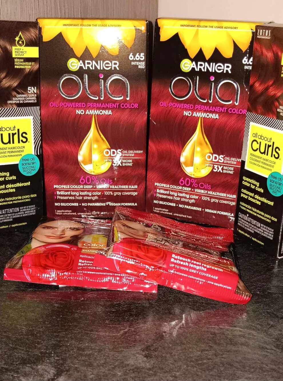 Garnier All About Curls Permanent Haircolor – Black & Lime Accent Bundle.